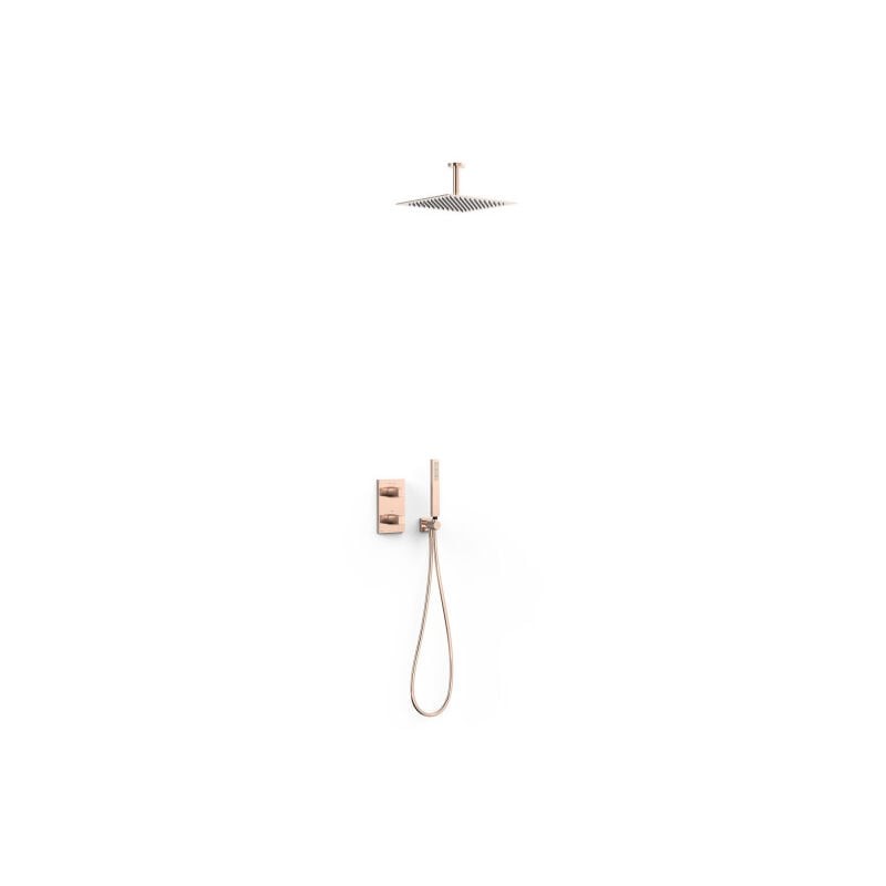 Kit Robinet Thermostatique Encastré Therm-box à 2 Voies Pour Douche or Rose 24K - Tres 21125003OP