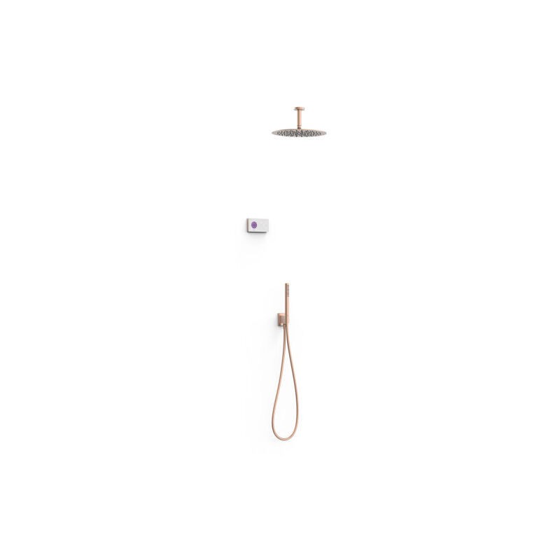 Kit Robinet Thermostatique électronique Encastré à 2 Voies Shower Technology or Rose Mat 24K - Tres 09286567OPM