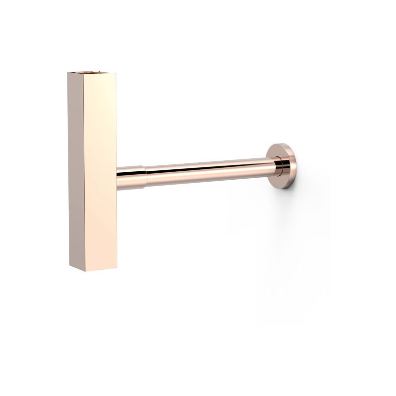 Siphon Télescopique Carré Avec Bouchon De Visite Et Cache Pour Lavabo or Rose 24K - Tres 10710342OP