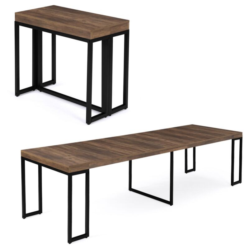 Table Console Extensible Toronto 10 Personnes 235 Cm Bois Foncé Design Industriel