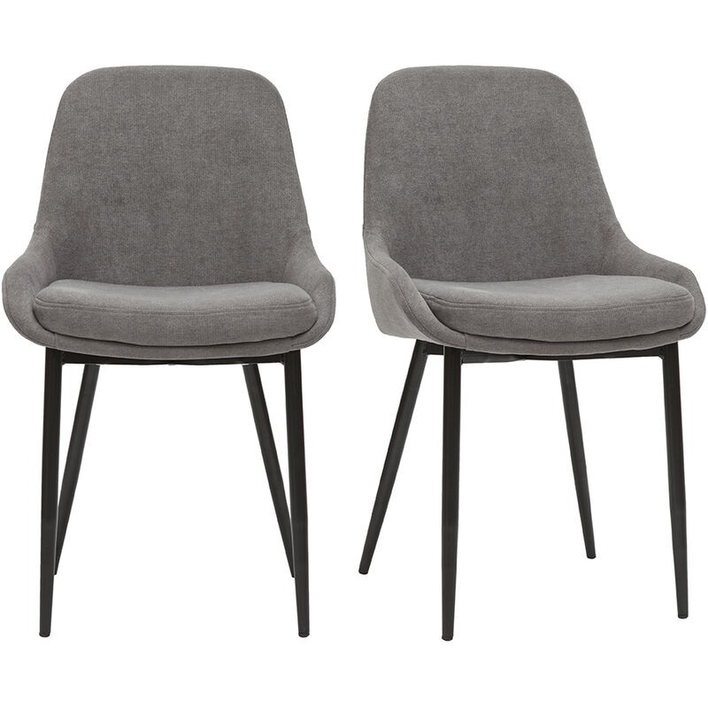 Chaises Design En Tissu Effet Velours Gris Et Métal Noir (lot De 2) Holo