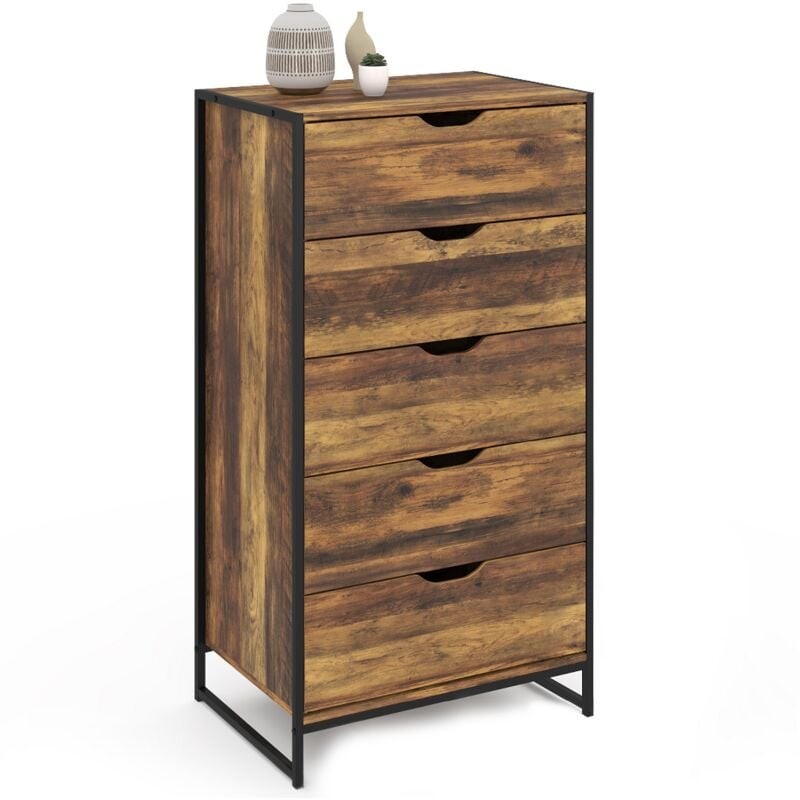 Idmarket - Chiffonnier 5 Tiroirs Hawkins 60 Cm Commode Semainier Design Industriel