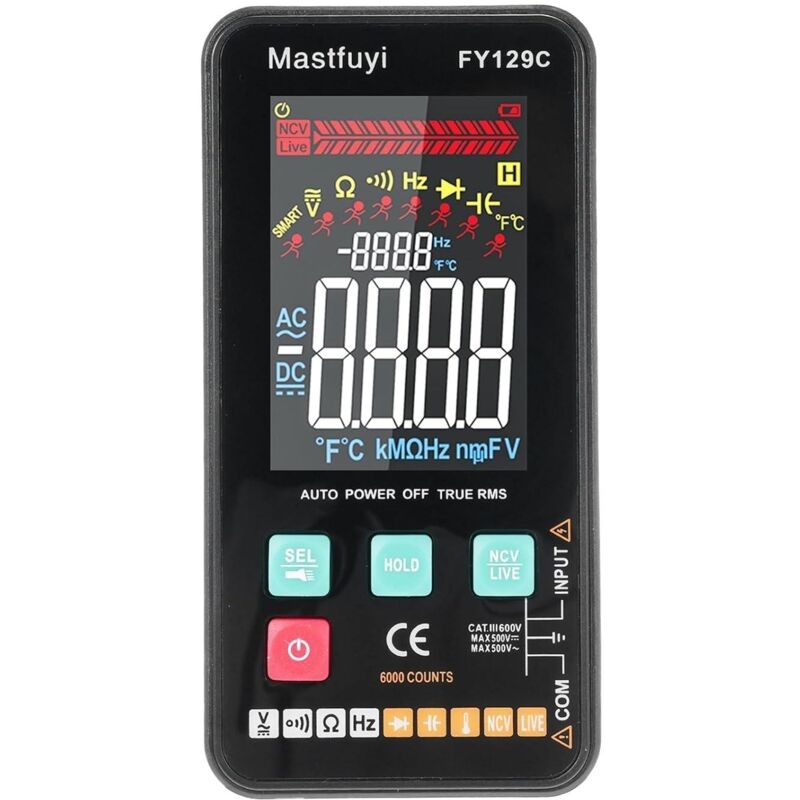 Testeur électrique Intelligent Compact, Multimètre Numérique Intelligent FY129C Avec Support Testeur électrique Intelligent Compact 5999 Points LC