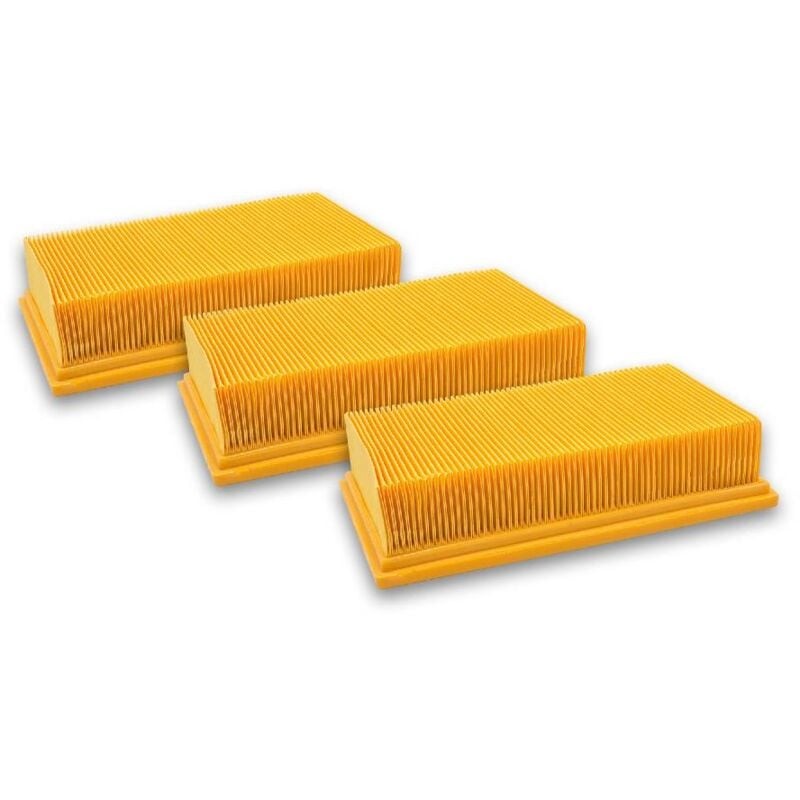 3x Filtre Plissé Plat Compatible Avec Kärcher Km 70/30 C Bp Adv, Km 70/30 C Bp Pack Adv Aspirateur - Élément Filtrant - Vhbw