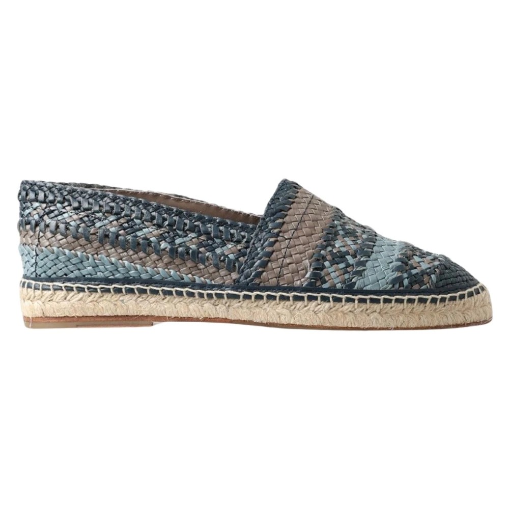 Dolce & Gabbana, Espadrilles, Female, Multicolor, 9 UK, Blue Gray Leather Buffalo Espadrille Shoes