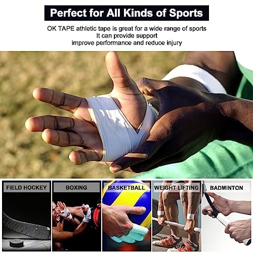 OK TAPE Athletic Sports Tape（4 Packs) - 45ft per Roll Very Strong Tape for Athlete & Sport Trainers & First Aid Injury Wrap, Perfect for Fingers Ank thumbnail