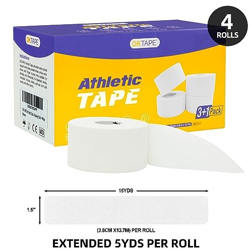OK TAPE 4 Rolls White Athletic Tape  Sports Tape  Very Strong Easy Tear Wrist Ankle Tape  No Sticky Residue | Athletes  Medical  Athletic Trainers- 1. thumbnail