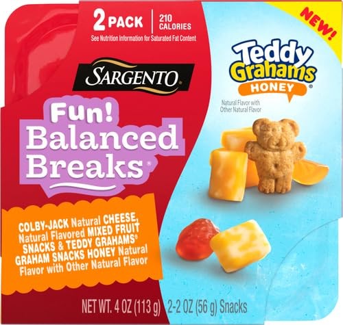 Sargento Fun! Balanced Breaks Colby-Jack Natural Cheese, Natural Flavored Mixed Fruit Snacks & TEDDY GRAHAMS Graham Snacks Honey Natural Flavor with O thumbnail
