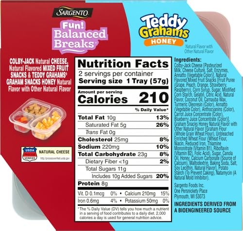 Sargento Fun! Balanced Breaks Colby-Jack Natural Cheese, Natural Flavored Mixed Fruit Snacks & TEDDY GRAHAMS Graham Snacks Honey Natural Flavor with O thumbnail