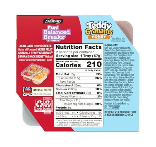 Sargento Fun! Balanced Breaks Colby-Jack Natural Cheese, Natural Flavored Mixed Fruit Snacks & TEDDY GRAHAMS Graham Snacks Honey Natural Flavor with O thumbnail