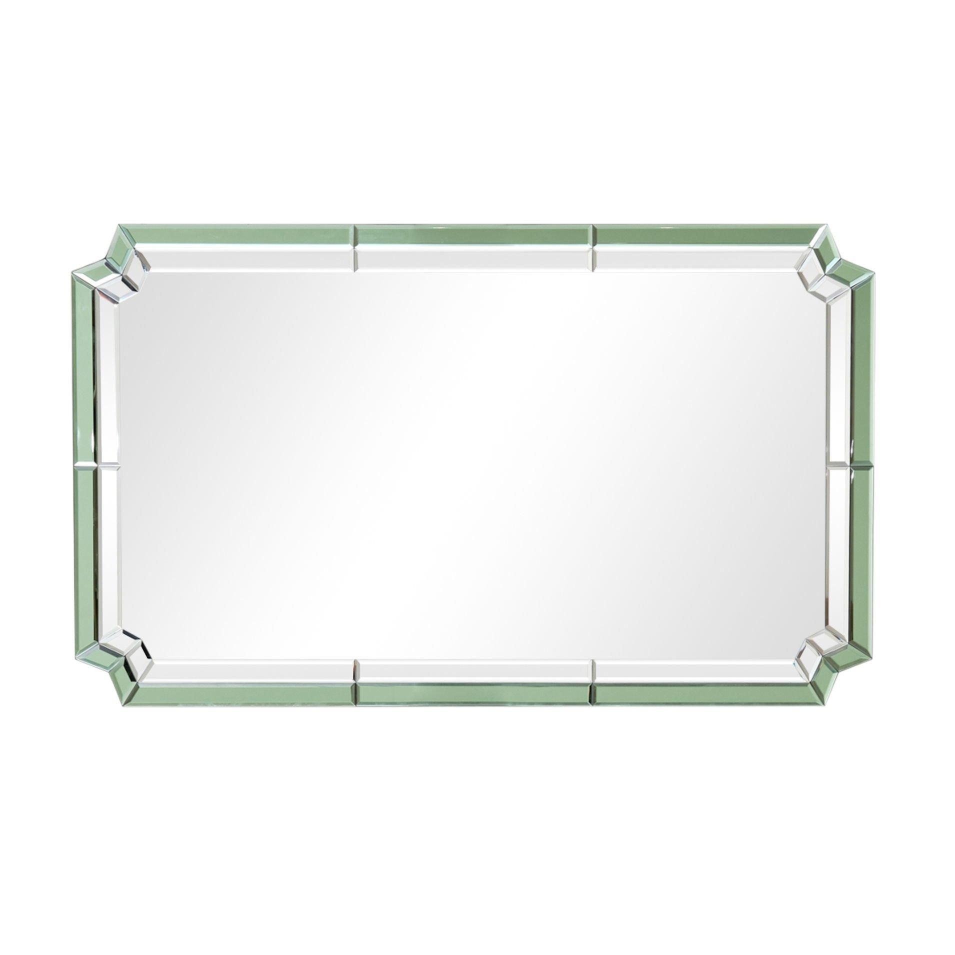 Rectangle Green Glass Art Deco Wall Mirror 60cm X 100cm thumbnail