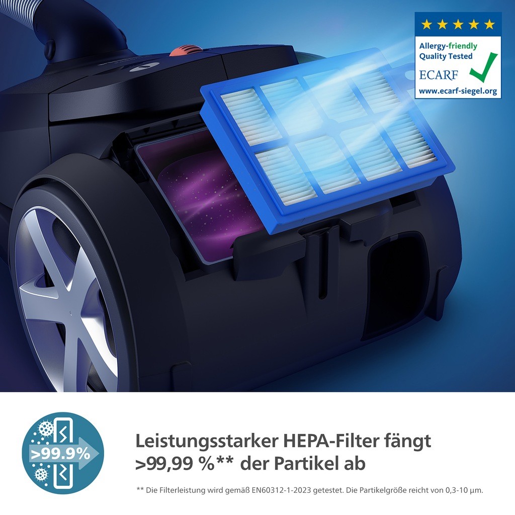 Philips Bodenstaubsauger »XD6122/12 6000 Serie, Der Allrounder Mit HEPA-Allergiefilter«, 900 W, Mit Beutel, 4 L Fassungsvermögen Und TriActive+ LED thumbnail
