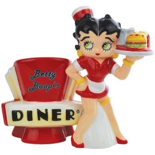 Westland Giftware Betty Boop's Diner Magnetic Ceramic Salt and Pepper Shaker Set, 4.25-Inch Tall
