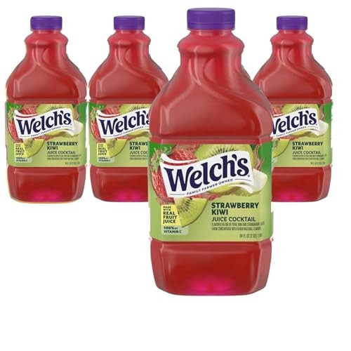 Welch's Strawberry Kiwi Juice Drink, 64 Fl Oz Plastic Bottles, 4 Pack + 20 Sugarcane Food Grade Disposable Straws by KOOL8SHOP thumbnail