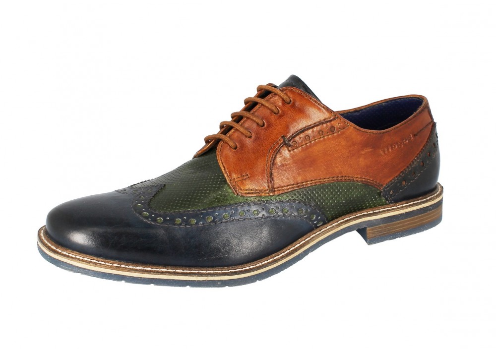 Bugatti Men Herren Leder Schuhe 311-25904-3535 Budapester Halbschuhe Blue/Green