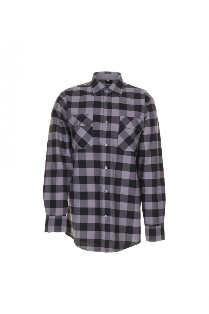 Planam Hemden Herren Squarehemd Schwarz Zink Modell 0492
