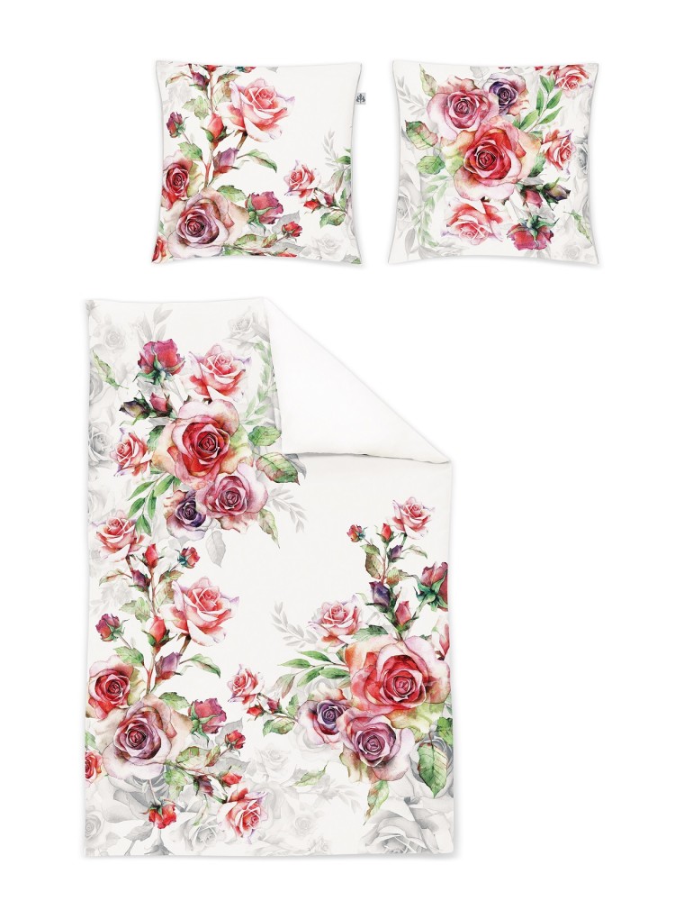 Irisette Juwel Mako-Satin Bettwäsche 155x220 Rosen Rot Lila Romantik 8882-60