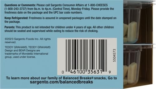 Sargento Fun! Balanced Breaks Monterey Jack Natural Cheese, Natural Flavored Mixed Fruit Snacks & TEDDY GRAHAMS Graham Snacks Cocoa, 2 Pack thumbnail