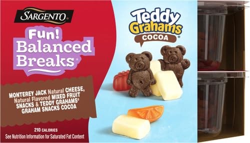 Sargento Fun! Balanced Breaks Monterey Jack Natural Cheese, Natural Flavored Mixed Fruit Snacks & TEDDY GRAHAMS Graham Snacks Cocoa, 2 Pack thumbnail