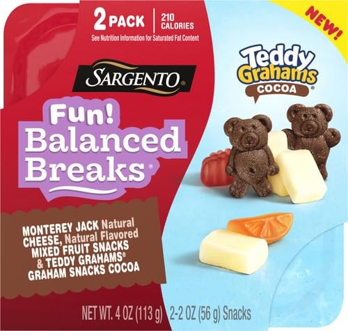 Sargento Fun! Balanced Breaks Monterey Jack Natural Cheese, Natural Flavored Mixed Fruit Snacks & TEDDY GRAHAMS Graham Snacks Cocoa, 2 Pack thumbnail
