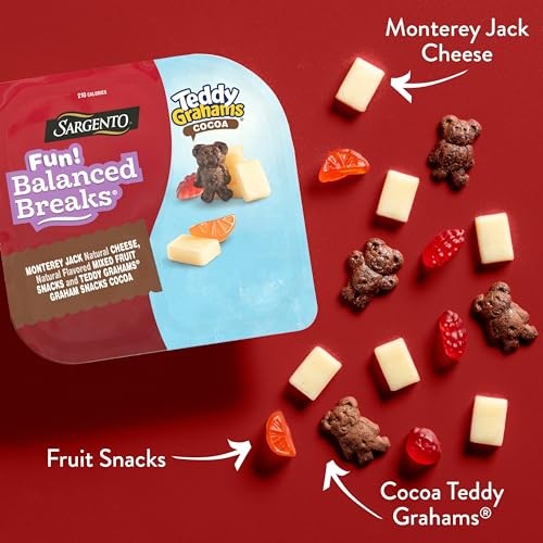 Sargento Fun! Balanced Breaks Monterey Jack Natural Cheese, Natural Flavored Mixed Fruit Snacks & TEDDY GRAHAMS Graham Snacks Cocoa, 2 Pack thumbnail