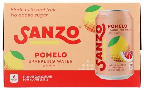 Sanzo Sparkling Water No Added Sugar Pomelo 12 Fl Oz Each / 6 Pack