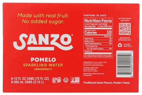 Sanzo Sparkling Water No Added Sugar Pomelo 12 Fl Oz Each / 6 Pack thumbnail