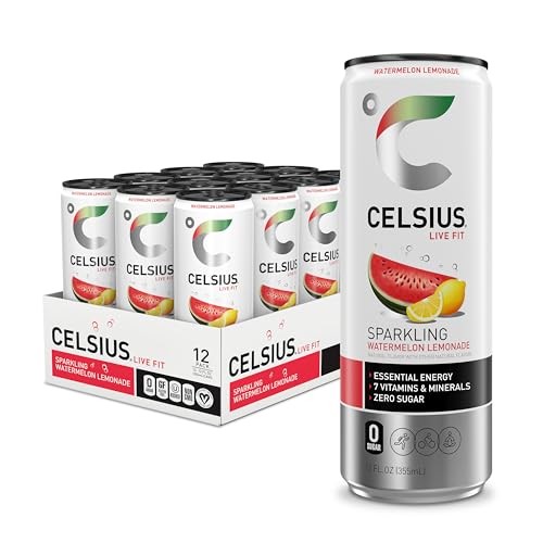 CELSIUS Sparkling Watermelon Lemonade, Functional Essential Energy Drink 12 Fl Oz (Pack of 12)