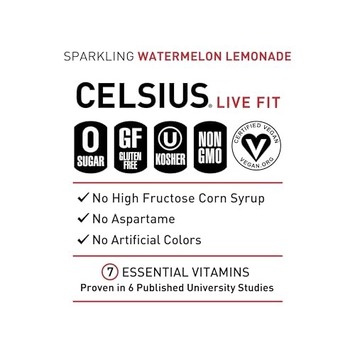 CELSIUS Sparkling Watermelon Lemonade, Functional Essential Energy Drink 12 Fl Oz (Pack of 12) thumbnail