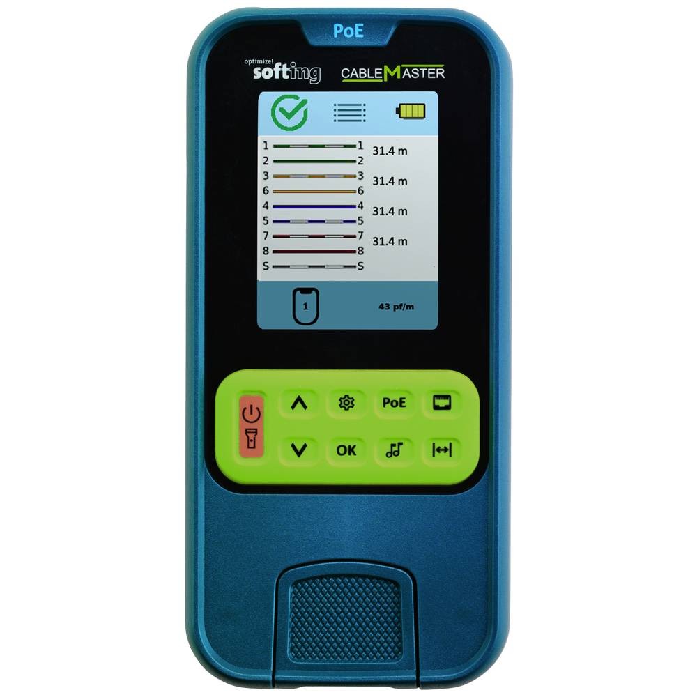 Softing 226102 Cable Master Networks Tester Length, PoE Class 8, 3