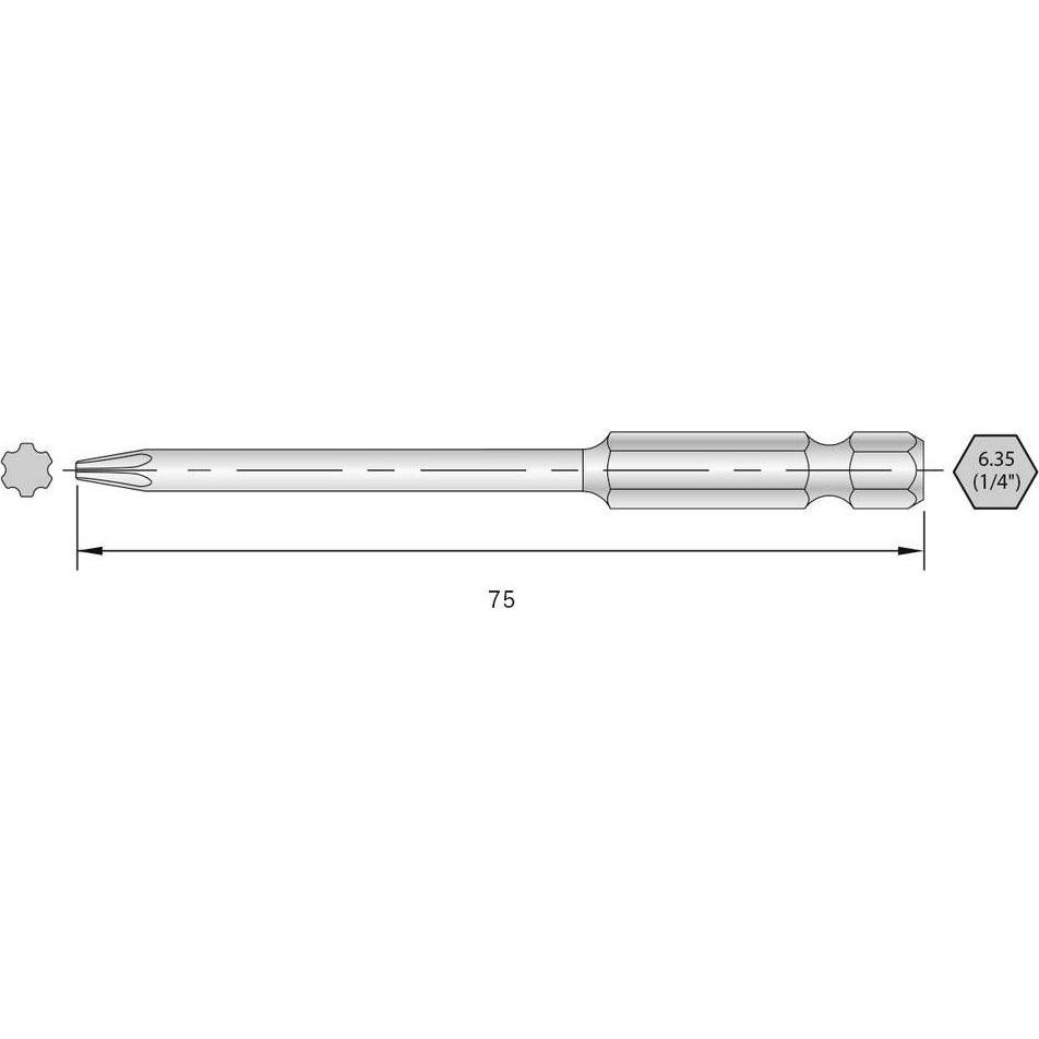 Bernstein Tools for Electronics 6-IP25-75 Torx-Bit HRC-Stahl Hochlegiert E 6.3 6 St.