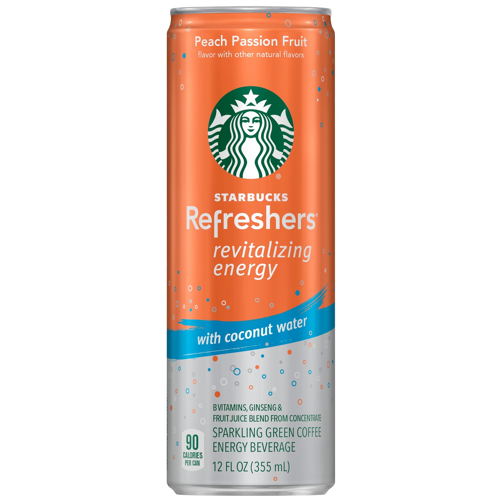 Starbucks Refreshers with Coconut Water  Peach Passion Fruit  12 Oz  12 Pack Cans
