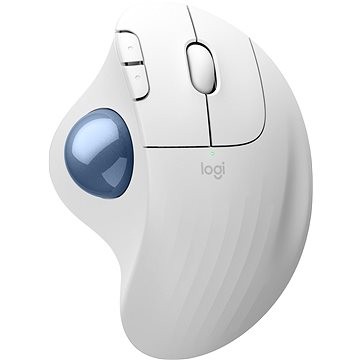 Logitech ERGO M575S - Wireless Trackball Mouse in Off-White + Blue Ball