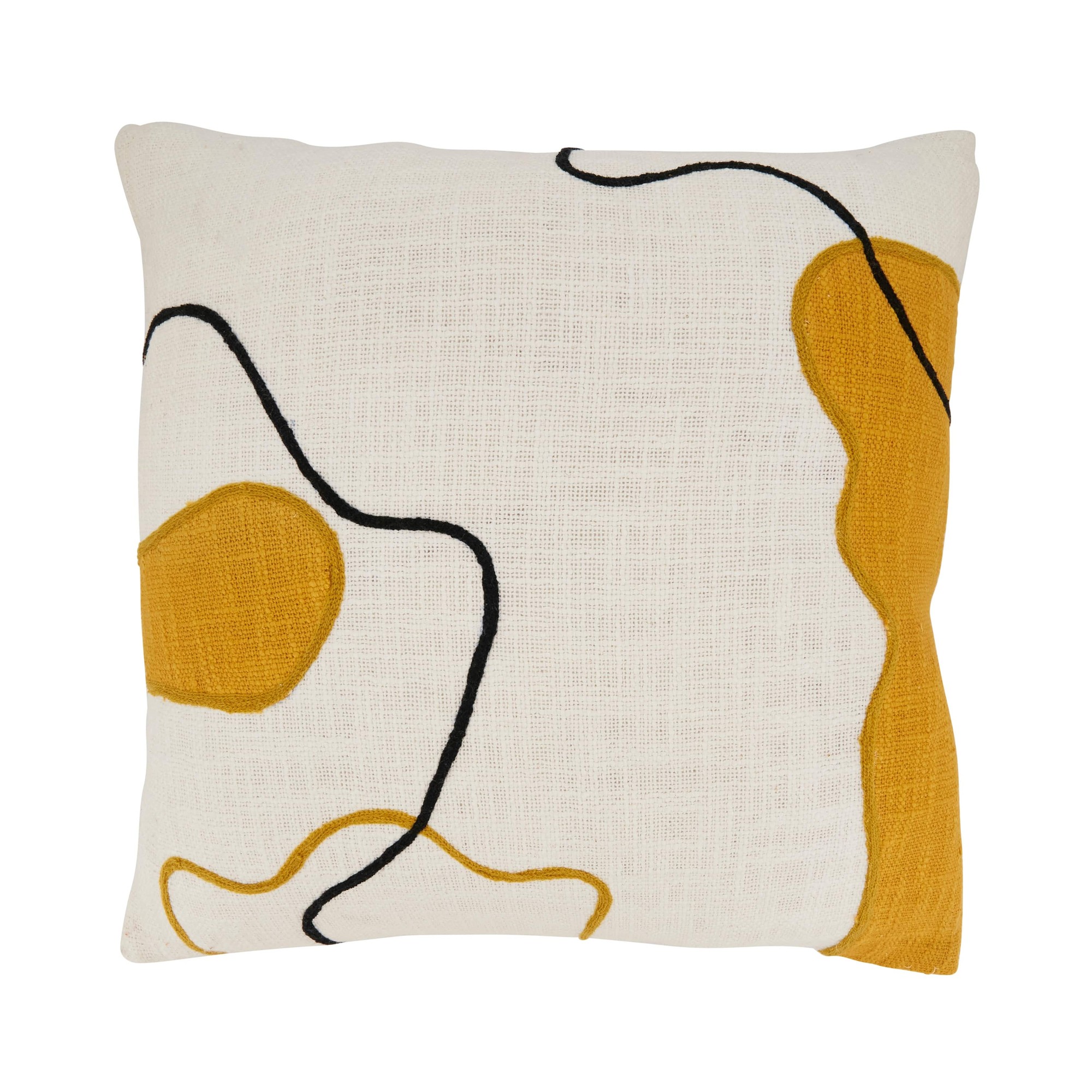 5104.MU20SD 20 in. Artistic Flair Abstract Down Filled Square Throw Pillow, Mustard thumbnail