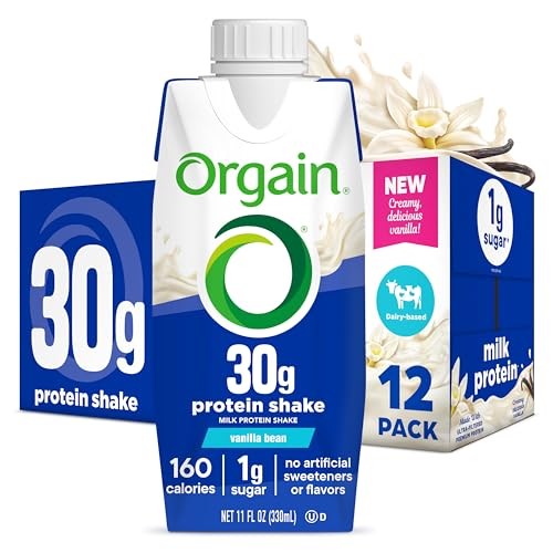 Orgain 30g High Protein Shake, Dairy Isolate Milk Protein, Vanilla Bean, 6g BCAAs, 1g Sugar per Serving, Meal Replacement, Ready to Drink, Keto Friend