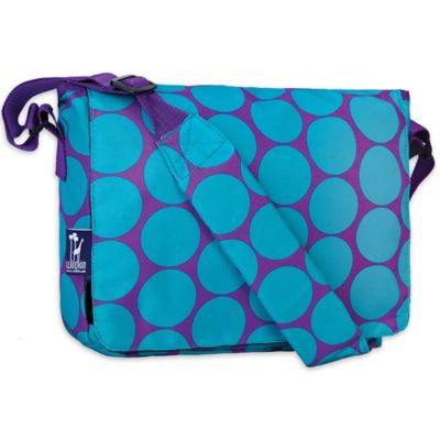 Wildkin Kids Messenger Bag for Girls  Perfect for School or Travel  13 Inch (Big Dot Aqua)
