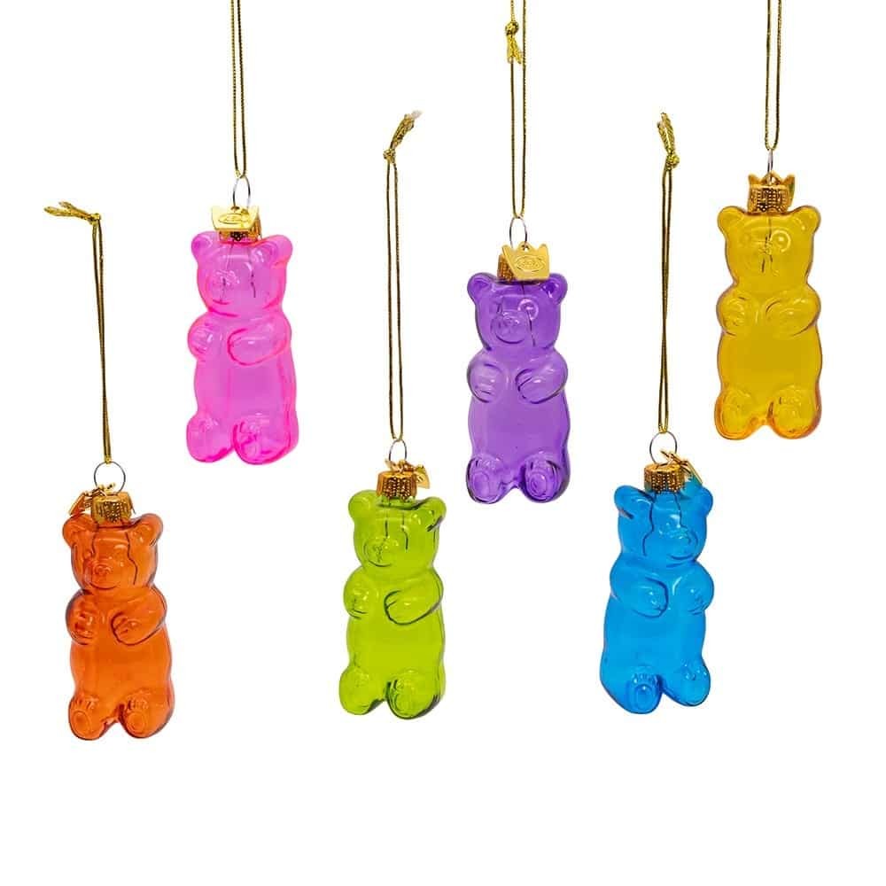 Kurt Adler Noble Gems Glass Gummy Bear Ornaments 6-Piece Set - Multicolored