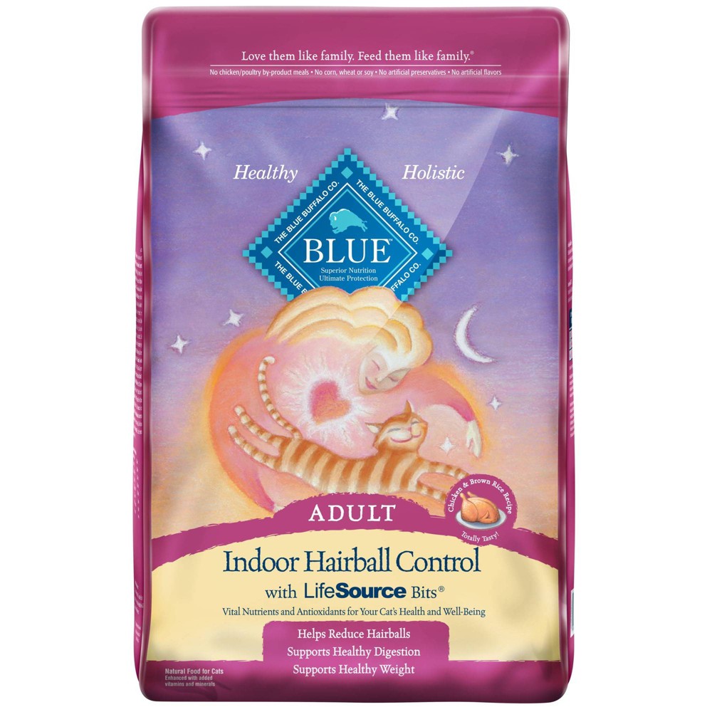 Blue Buffalo Indoor Hairball Control Natural Adult Dry Cat Food, Chicken & Brown Rice 10-lb