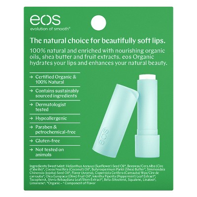 Eos USDA Organic Lip Balm - Sweet Mint  Lip Care to Nourish Dry Lips  100% Natural and Gluten Free  Long Lasting Hydration  0.14 Oz  4 Pack thumbnail