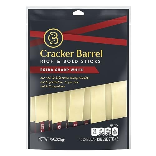 Cracker Barrel Extra Sharp White Cheddar Cheese Sticks (10 Sticks)