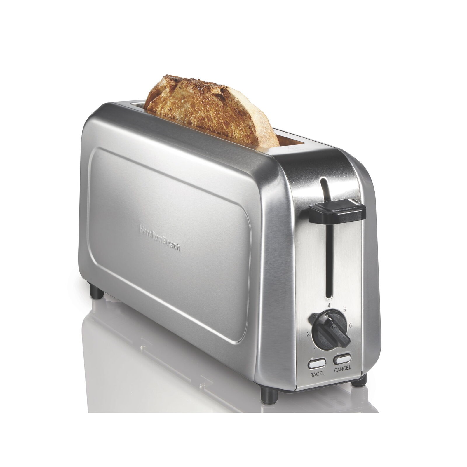 long-slot toaster, 2 slice capacity, slim design, stainless steel, 22999
