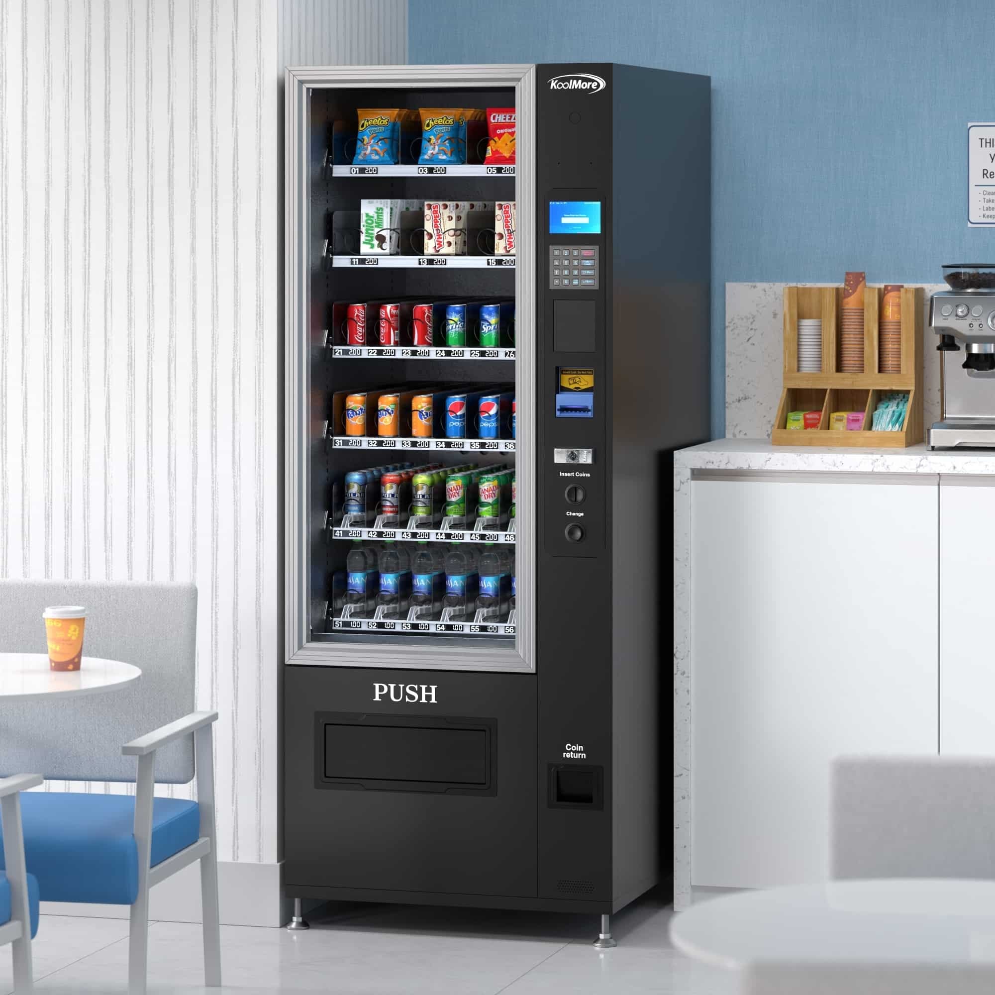 Koolmore - Refrigerated Snack and Drink Vending Machine with 36 Slots with Bill and Coin Acceptor (KM-VMR-30-BC) - Black