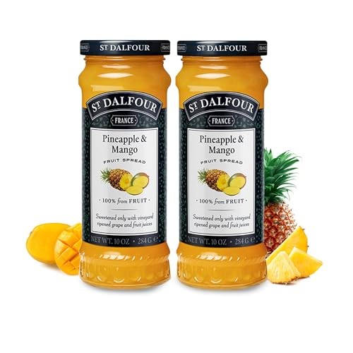 St Dalfour Pineapple & Mango French Fruit Spread (10 Oz) - 100% from Fruit - No Synthetic Nitrates or Nitrites - No Cane Sugar Added - Naturally Sweet