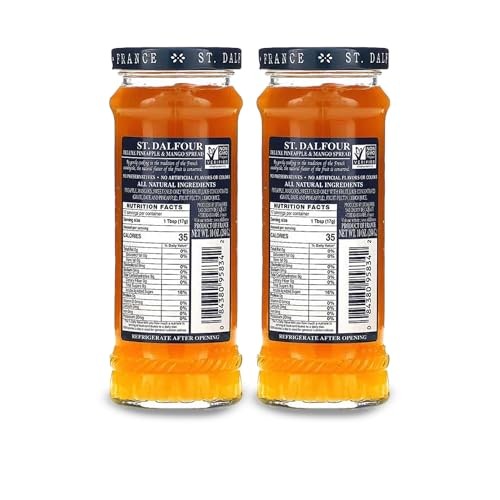St Dalfour Pineapple & Mango French Fruit Spread (10 Oz) - 100% from Fruit - No Synthetic Nitrates or Nitrites - No Cane Sugar Added - Naturally Sweet thumbnail