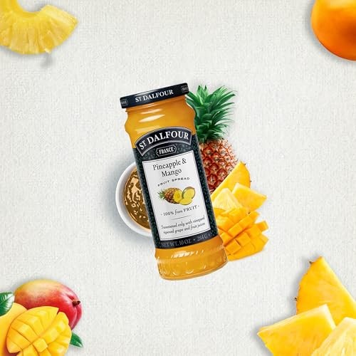 St Dalfour Pineapple & Mango French Fruit Spread (10 Oz) - 100% from Fruit - No Synthetic Nitrates or Nitrites - No Cane Sugar Added - Naturally Sweet thumbnail