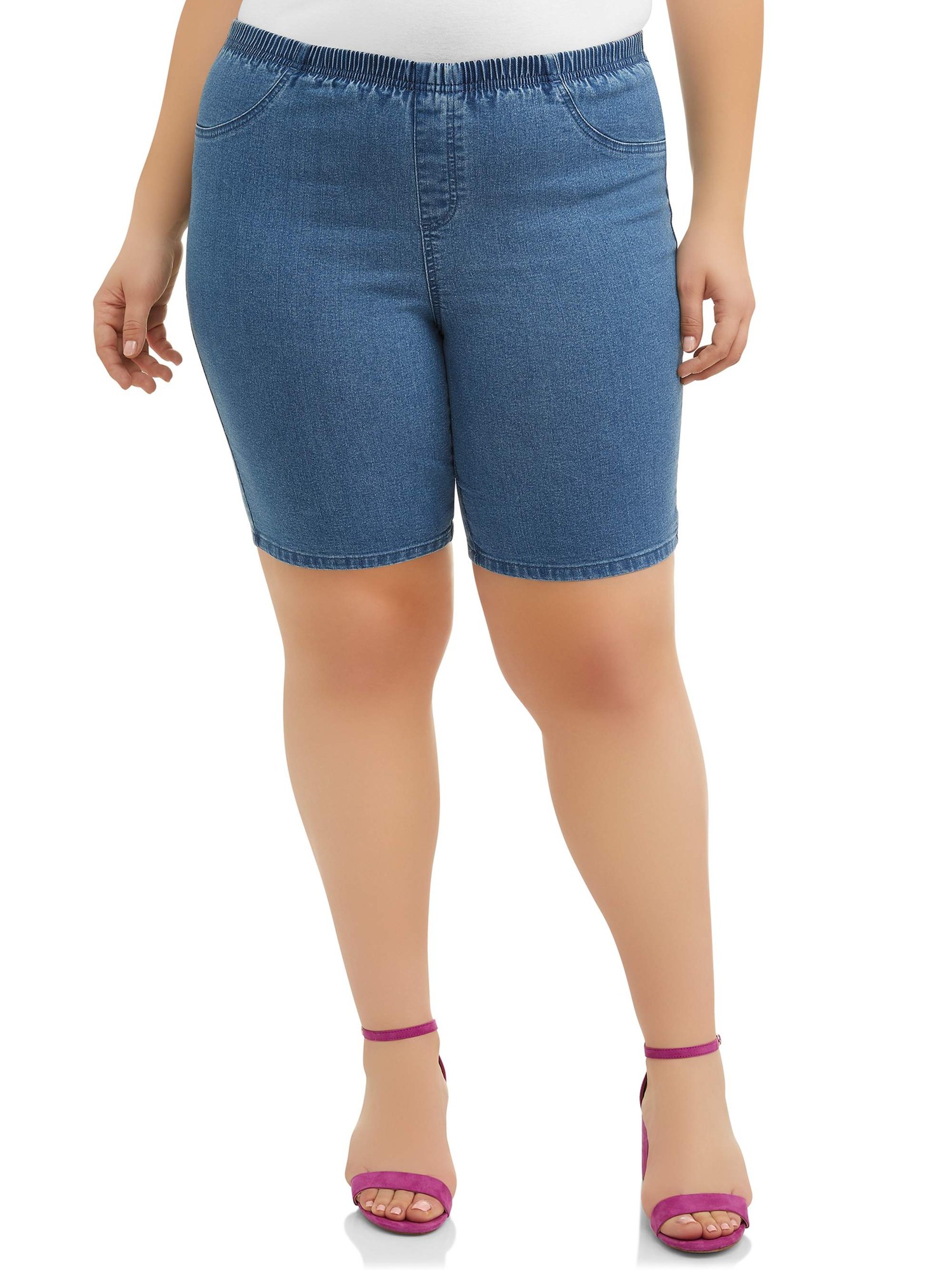 Just My Size Plus Size Stretch Pull-on Elastic Waist Bermuda Shorts