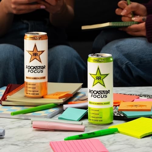 Rockstar Focus Zero Sugar Energy Drink  Passionfruit Mango Flavor  Lion’s Mane  Energy & Mental Boost  12 Oz 12 Pack Cans thumbnail