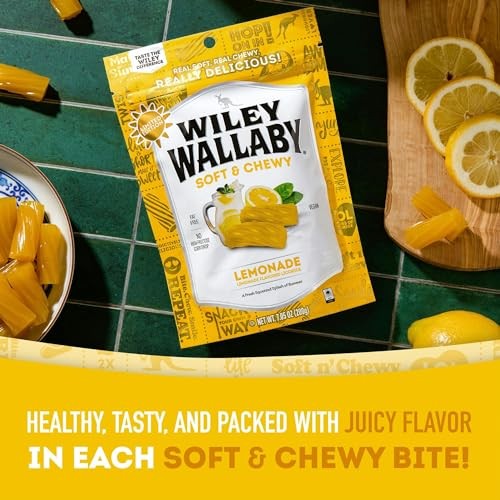 Wiley Wallaby Licorice 7.05 Ounce Classic Gourmet Soft & Chewy Australian Lemonade Licorice Candy Twists, 3 Pack thumbnail