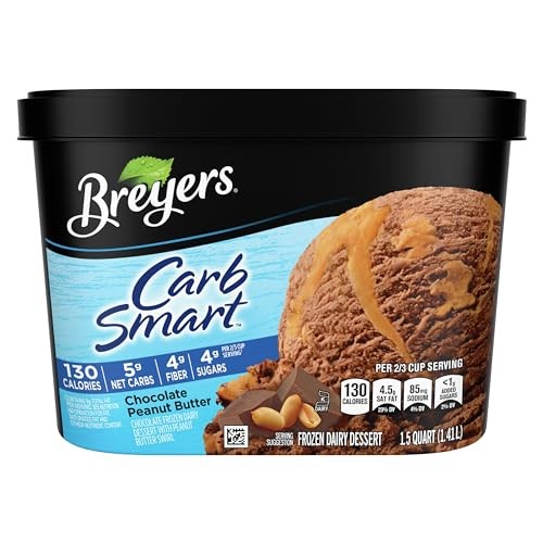 Breyers CarbSmart Frozen Dairy Dessert Chocolate Peanut Butter, for Ice Cream Lovers, 150 Calories per Serving, 48 Oz