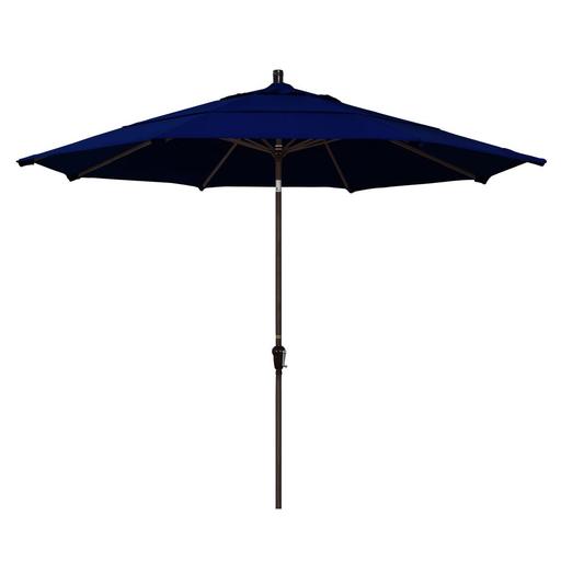 Sunset Collection SDAU118117-5499-DWV 11' Patio Umbrella with Bronze Aluminum Pole Aluminum Ribs Auto Tilt Crank Lift with Sunbrella 1A True Blue
